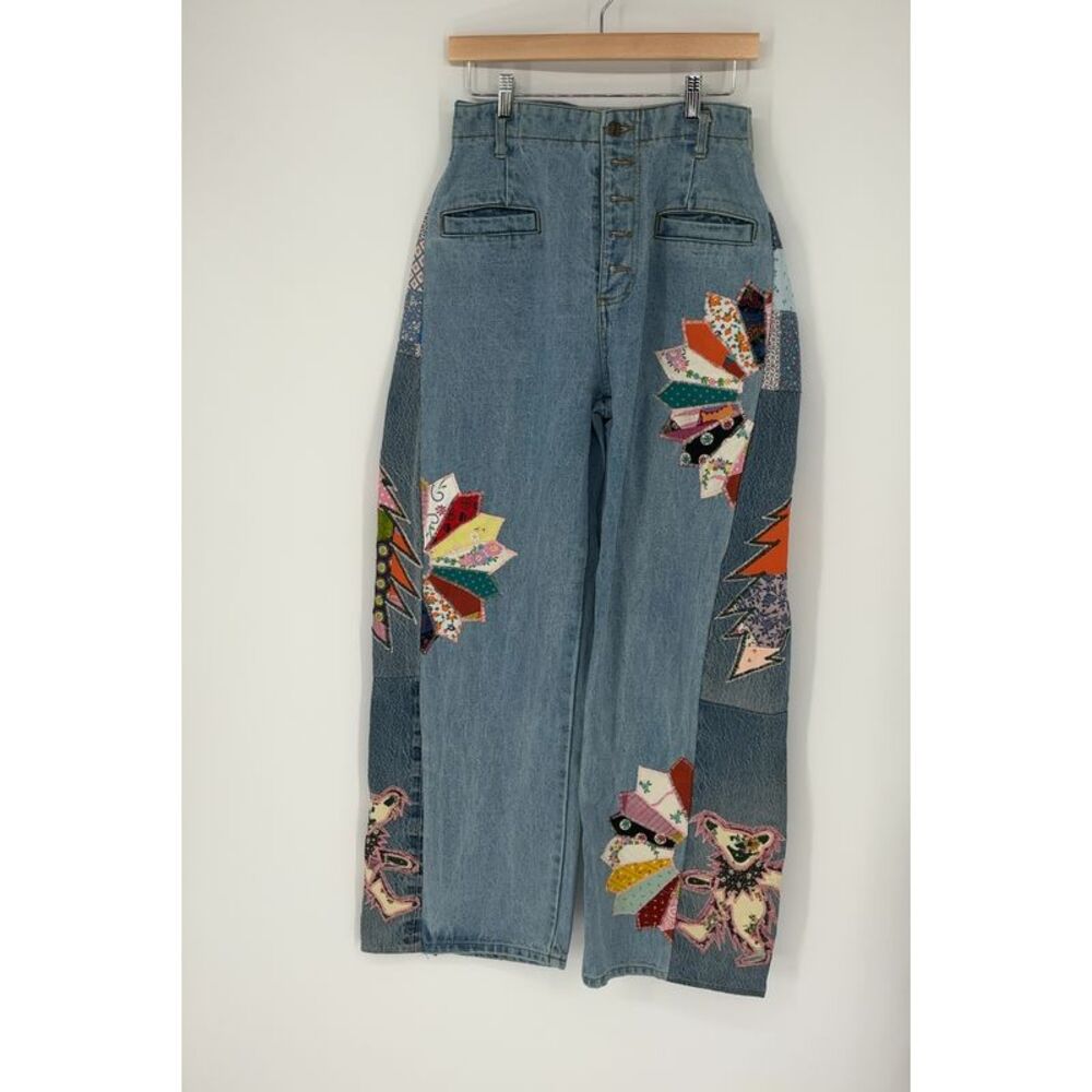 Handmade Patchwork Barrel Leg Jeans